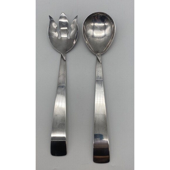 Three Crowns Silversmith Ingrid Silverplate Salad Serving Fork and Spoon Set - Picture 1 of 5